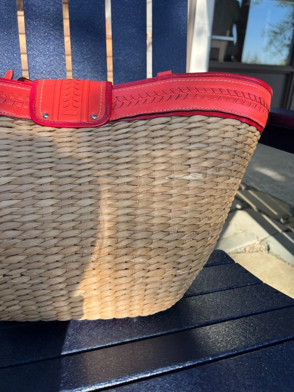 Vintage Coach Editorial XL Straw Leather Beach Tote & Matching Clutch Set